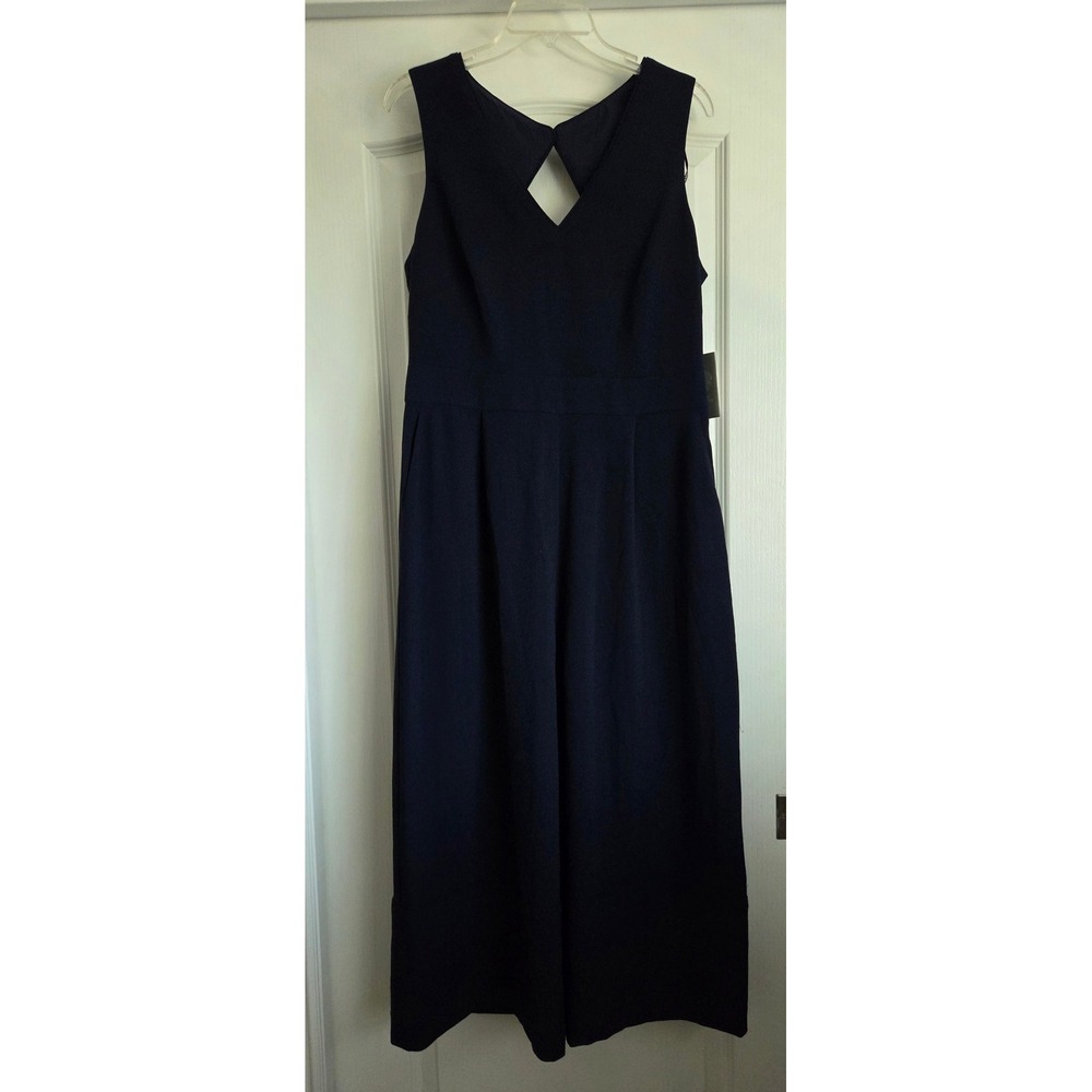 Vince Camuto Navy‎ Sleeveless Wide Leg Cropped Jumpsuit Sz 12 Office Events